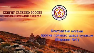 Кёнгму Хапкидо. Контратаки ногами против прямого удара кулаком. (Вариант №1)