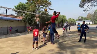 NPC volleyball players rabin chand and safal B.K spike training by chandra kunwar