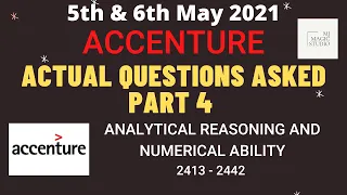 ACCENTURE - ACTUAL QUESTIONS ASKED - Aptitude Questions and Solutions - 2021 (Part 4) by MJ