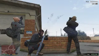 GTA V Trevor, Michael, Franklin's Blaine County Bank Heist + Six Star Escaped