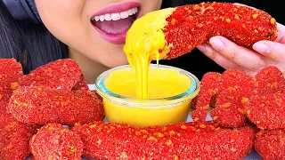 ASMR Hot Cheetos Fried Pickles and Cheese Sauce (Crunchy Eating Sounds) NO Talking