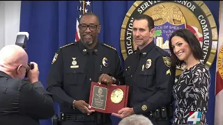 ‘I think God put me there at the right time’: Jacksonville sergeant honored one year after savin...