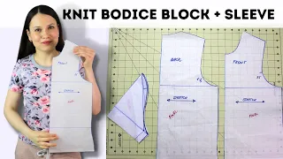 How to draft a simple knit bodice block with sleeve. Step-by-step drafting tutorial