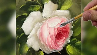 WHITE AND RED ROSE / PAINTING STEP BY STEP / PAINTING TECHNIQUES TO LEARN AND RELAX