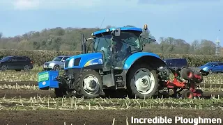 Gordon Beatie with New Holland T6040 & Kverneland at 5 Nations Ploughing Challenge 24th March 2023