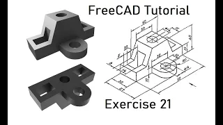 FreeCAD Tutorial | Exercise 21: Creation 3D Model of Detail from 2D Draft for Begginers