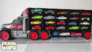 46 Small Cars Hot Wheels, Dickie toys, Matchbox, Majorette, SIKU, will be stored in a large truck