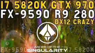 Ashes of the Singularity DX12 Crazy i7 5820K GTX 970 FX-9590 R9 280