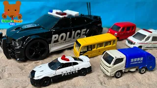 Sandy Police Car Stuck in the Cave! Rescue them with Excavator, Monster Truck, Fire Truck! & more