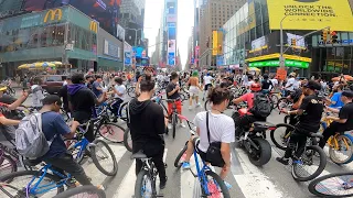 HUNDREDS OF BIKES TAKE OVER TIMES SQUARE! * CRASHBOYS NYC RIDEOUT 2021 *