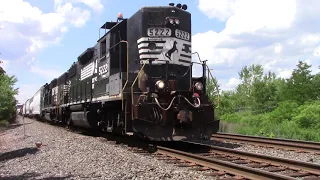 Full HD 60 FPS: NS GP38-2 #5222 High Hood (RARE !!) & GP38-2 #3029 lead H76 into Manville 8/1/20