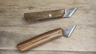 Making two woodcarving skew knives from a rusty diamond saw