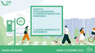 Webinar GSE: Gruppi di autoconsumatori e comunità di energia rinnovabile