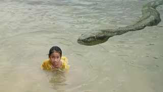 The Poor Girl went to harvest seaweed to sell, encountered a dangerous creature from river