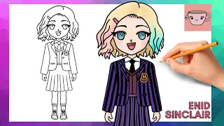 How To Draw Enid Sinclair In School Uniform from Netflix's Wednesday | Step By Step Drawing Tutorial