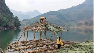 Complete construction of a floating house on the lake, How to roof a thatched house? Green Farm Life