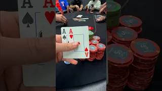 POCKET ACES!! 3 WAY ALL-IN FOR $2500 POT! #shorts #poker