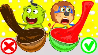 Lion Family 🍒 Watermelon Slime | Cartoon for Kids