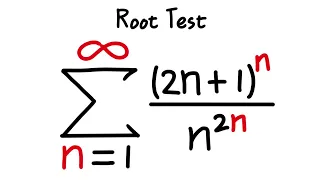 Series of (2n+1)^n/(n^(2n)) by the Root Test, calculus 2 tutorial