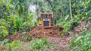 The operator of the Caterpillar D6R XL bulldozer is very good at cleaning plantation roads
