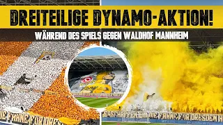 Zweiteilige CHOREO und dreiteilige FAN-AKTION im K-Block zu 70 Jahren Dynamo Dresden (22.04.2023)