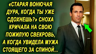 Сноха задела свою пожилую свекровь, а когда увидела мужа стоящего за спиной…