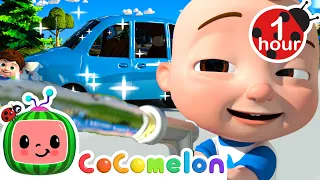 JJ Washes The Car! | CoComelon | 🚌Wheels on the BUS Songs! | 🚌Nursery Rhymes for Kids
