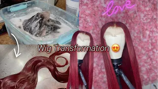 Wig Transformation 😍 : Bleach Bath, Burgundy Wig, Plucking + Styling ft. Amazon Hair