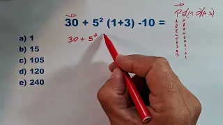 Resolvendo a expressão matemática na sequência correta.