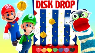 Fizzy and Super Mario Bro's Play The Disk Drop Game | Fun Videos For Kids