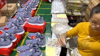 Amazing mass production process of Chinese sports shoes. 35 years old OEM shoe factory