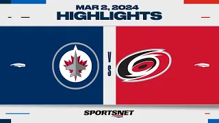 NHL Highlights | Jets vs. Hurricanes - March 2, 2024