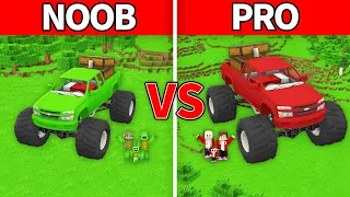 Mikey Family & JJ Family - NOOB vs PRO : Monster Truck House Build Challenge in Minecraft (Maizen)