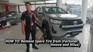 HOW TO: Remove Spare Tire from (Fortuner, Innova, Rush and Hilux)