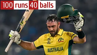 Glenn Maxwell hits🔥 fastest World Cup century | 100 runs 40 balls | ICC CWC 2023