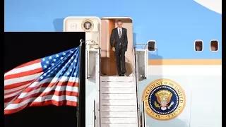 US president Obama arrives at Tegel Airport in Berlin