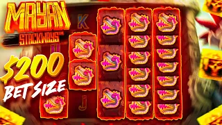 HUGE $200 SPIN WENT CRAZY ON THIS NEW SLOT!! (MAYAN STACKWAYS)