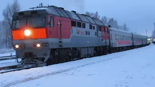 ТЭП70-0368 с поездом №10 Псков – Москва. Отправление из Пскова