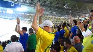 Brazilian supporters applause after the seventh German goal