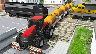 Railway Сrossing Train Сrashes #3 - Stopped on Rails - Beamng drive