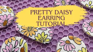 Pretty Daisy Polymer Clay Earrings | hand Painted | Silkscreen | tutorial | Simple DIY Earrings