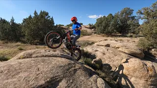 Me (Gas Gas TXT) and Josh (Beta EVO) saw a rock we hadn't ridden.