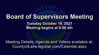 County of Lake Board of Supervisors Mtg. ·Tues 11 16 21