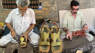 Making Most Beautiful Sandals For Men with Simple Tools | Handmade Leather Sandal Tillay Wali Kheri