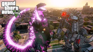 Shin Godzilla and Mechagodzilla Epic Battle - GTA V Mods Gameplay