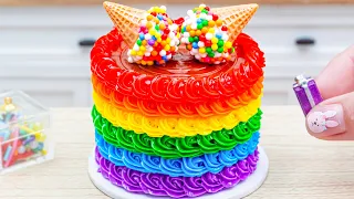 Rainbow Chocolate Cake 🌈 Fun and Easy Mini Rainbow Cake Tutorial with Sprinkled Cones