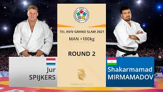 Ҷур СПАЙКЕРС vs Шакармамад МИРМАМАДОВ, +100kg, Round 2, Гранд Слэм Тел-Авив 2021