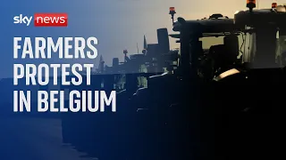 Belgian farmers protest in Brussels - on the same day EU Leaders gather in the city