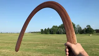 "Gerhards Big U", strip laminated boomerang by John Cryderman - "60+ flight" - single throw.