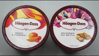 ASMR Unboxing Häagen-Dazs Mango-Raspberry & Macadamia Nut Brittle Ice Cream
